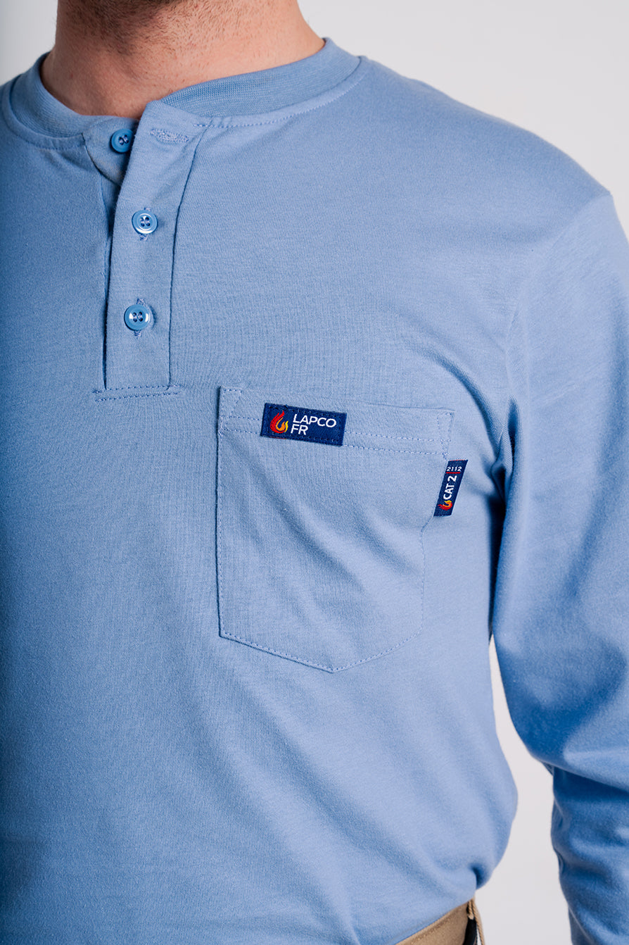 FR Henley Tee | 7oz. 100% Cotton Jersey Knit | Medium Blue