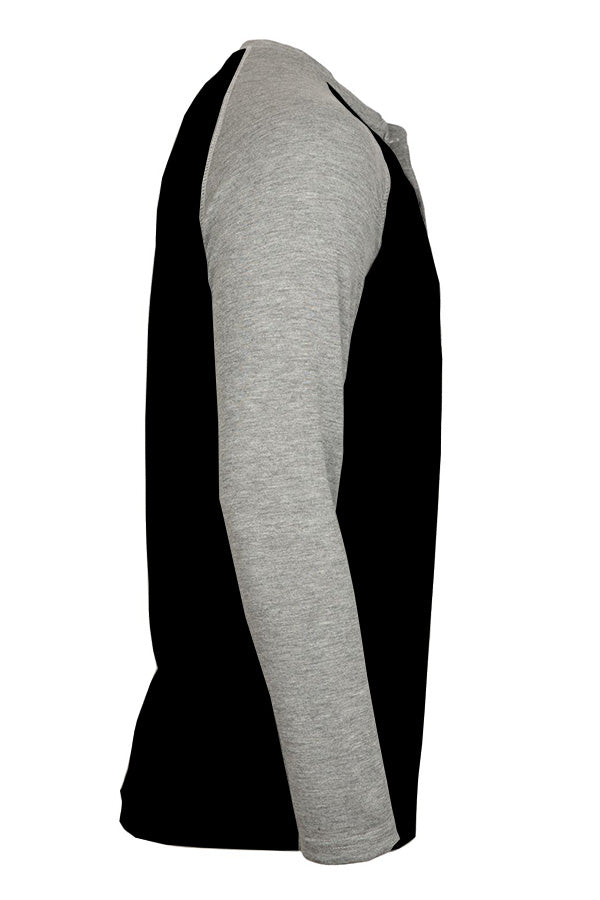 Flame-Resistant Raglan Sleeve Henley T-Shirt – 6oz. Tecasafe® Plus | Black-Gray