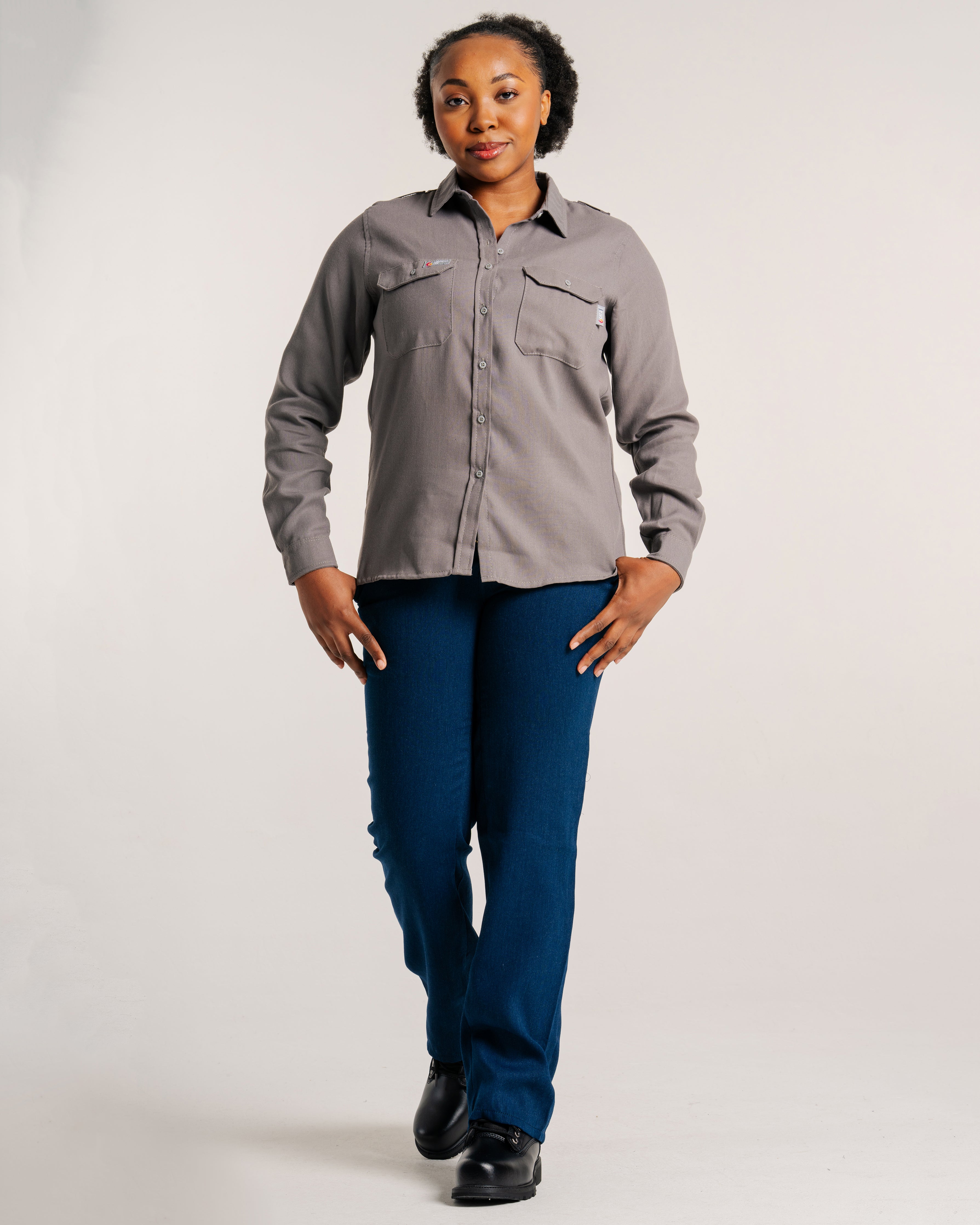 Ladies FR Uniform Pants made with 5oz. TecaSafe One® Inherent | Denim Navy